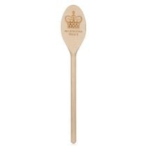 wooden spoon with a crown and 'Buckingham Palace' etched into the spoon