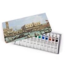 This acrylic paint set depicts Canaletto's, The Bacino di San Marco on Ascension Day c. 1733-4. Includes 12 paints