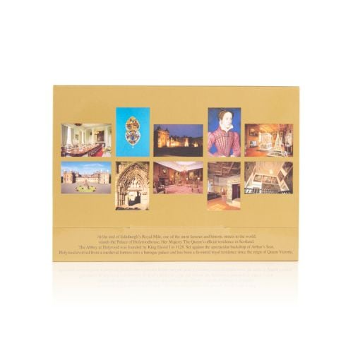 Cover of postcard pack with photo of the front of Palace of Holyroodhouse.