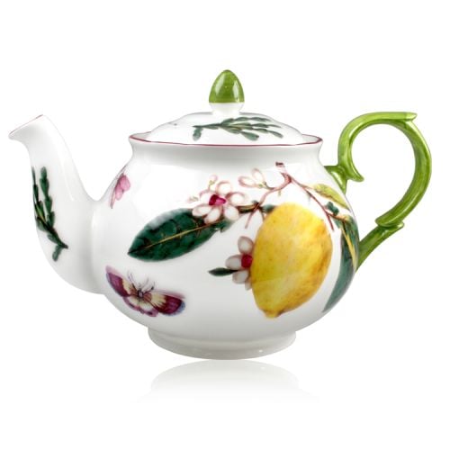 Chelsea Porcelain Teapot with a design featuring botanical patterns.