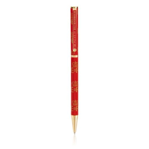 red ballpoint pen with the words 'The Palace of Holyroodhouse' and EIIR printed in gold around the pen