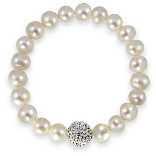 Buckingham Palace real white pearl bracelet with a crystal embeded cluster. 