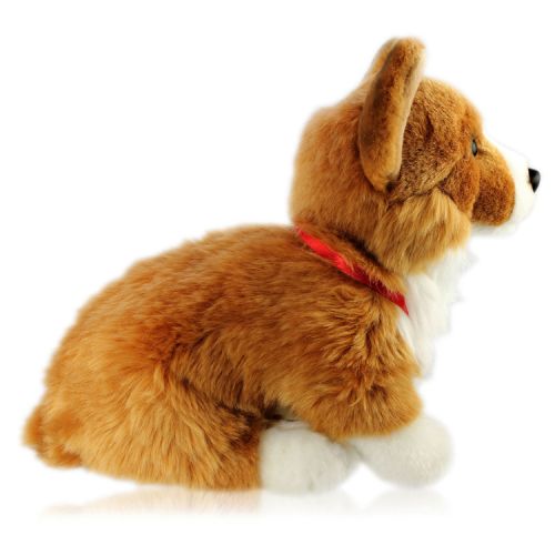 Royal corgi dog plush toy for children with Buckingham palace medallion. 