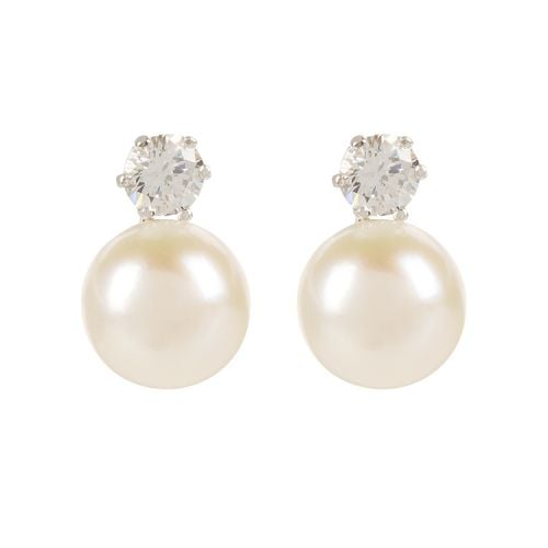 pearl earrings with a crystal stud