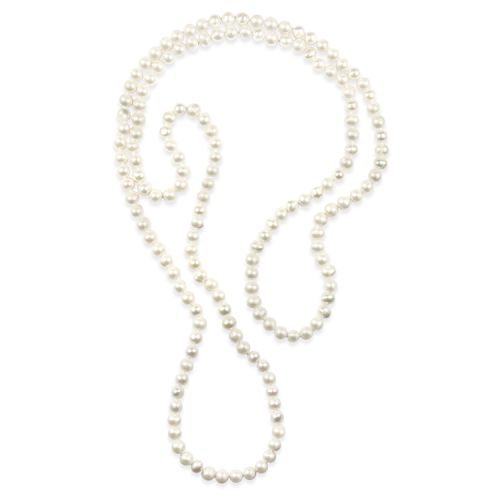  White real pearl long necklace.