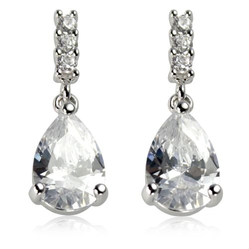 Royal Collection Crystal drop earrings featuring sprakling crystals embedded on palladium base metal. 