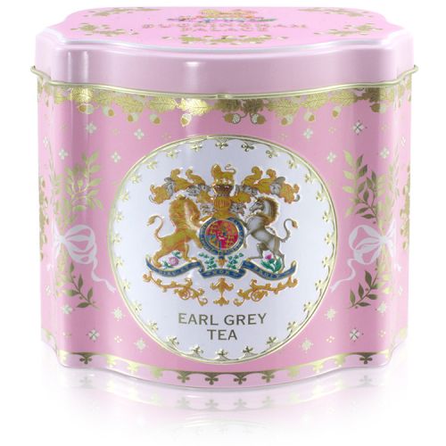 View of tin open with tea bags inside. 