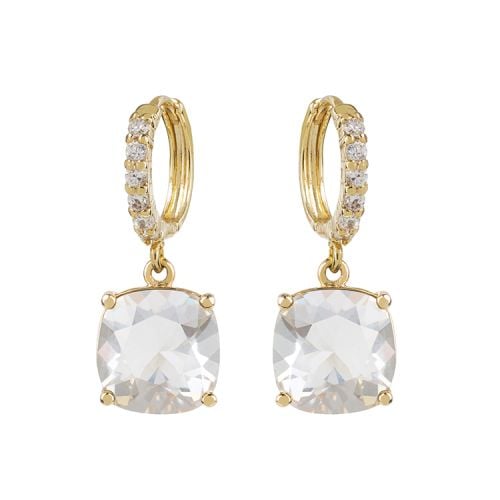 White Square Crystal Earrings