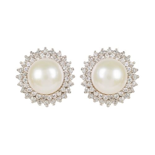 Pearl centred earrings with a crystal surround. 