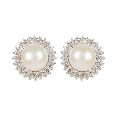 Pearl centred earrings with a crystal surround. 