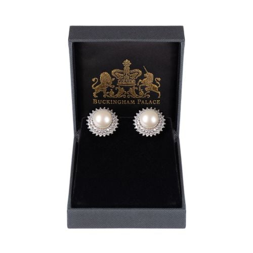 Pearl centred earrings with a crystal surround. 