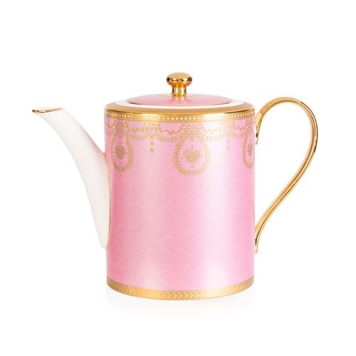 Pink Imperial Teapot finished with gold handle and lid and white spout. 