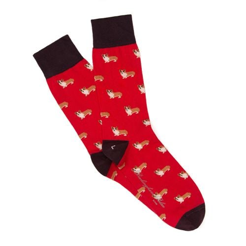 Bright Red Corgi Socks