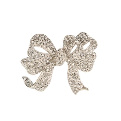 Crystal bow brooch