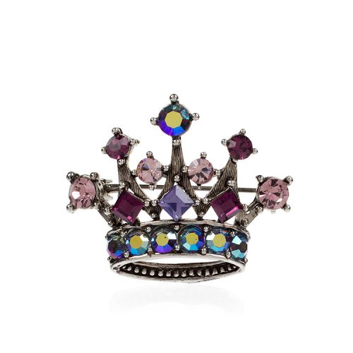 Purple and amethyst  crown brooch.