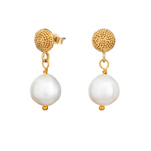 Detailed Stud with Pearl Drop Earrings