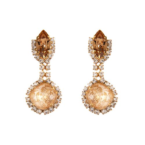 Champagne coloured crystal earrings surrounded by smaller clear crystals