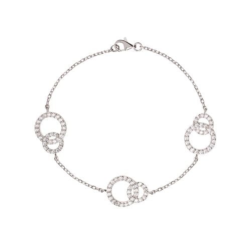 bracelet with intermittent two looped circles on a silver chain