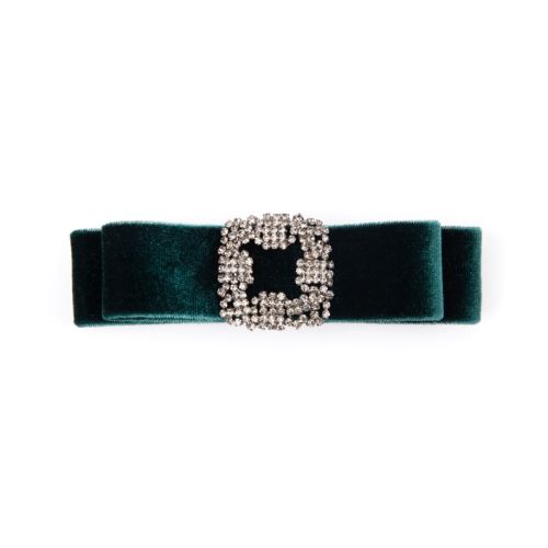 velvet bow with diamonte detailing clasp in centre
