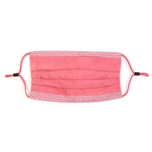 pink patterned face covering with adjustable straps