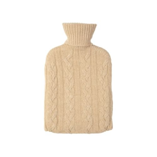 natural coloured cable knit hot water bottle