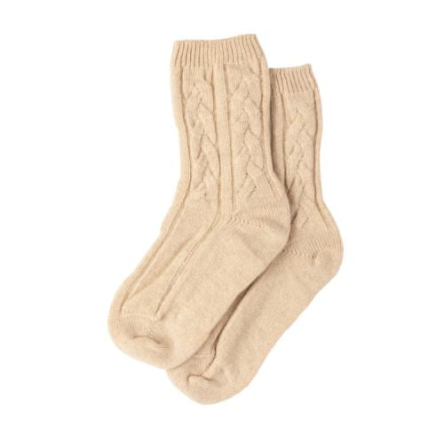 Natural cable knit socks