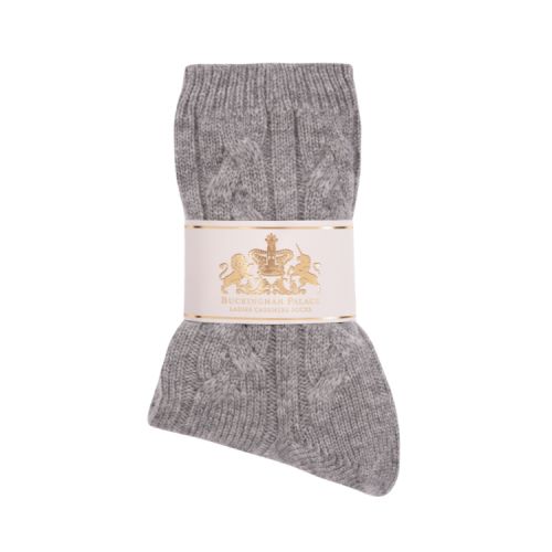 One pair of grey cable knit socks