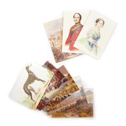 Notecards featuring portraits of Queen Victoria, Prince Albert and their own paintings