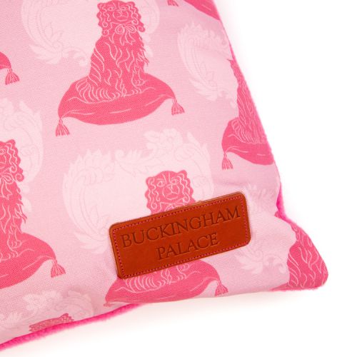 Square pet cushion made with pink dog material