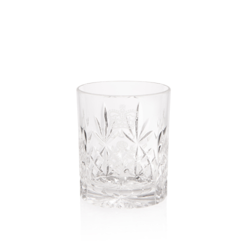 Crystal tot glass etched with the Platinum Jubilee crest