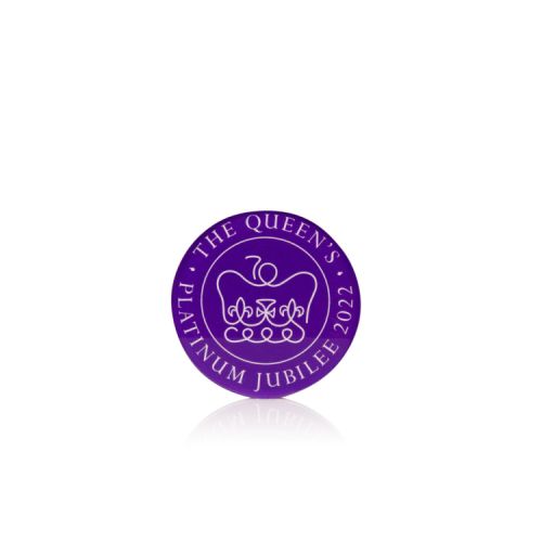 Purple round magnet featuring The Queen's Jubilee 2022 emblem