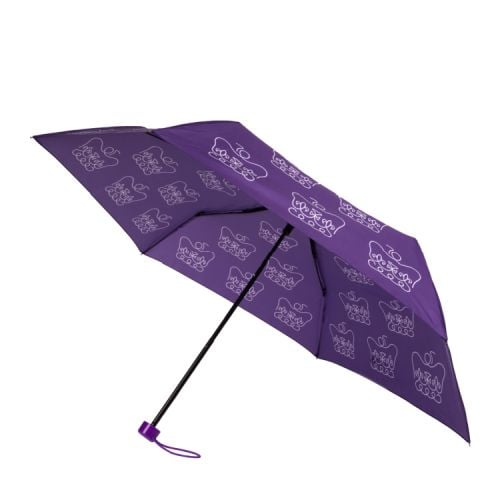 Open umbrella featuring The Queen's Jubilee 2022 emblem 
