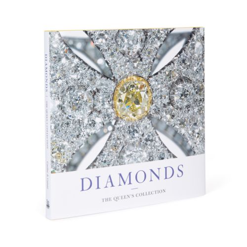 Book front cover of a crystal diamond. The title is underneath 'Diamonds: The Queen's Collection'