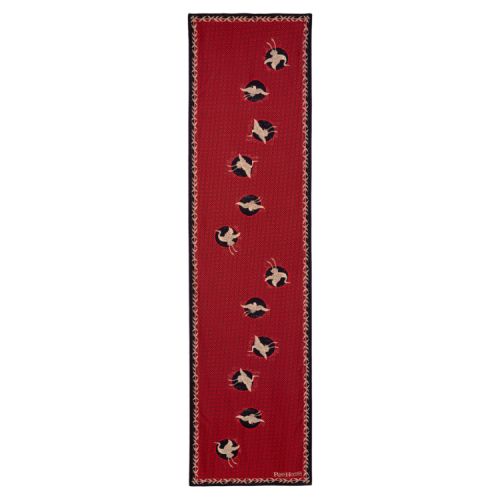 Red silk scarf wrapped round featuring crane design