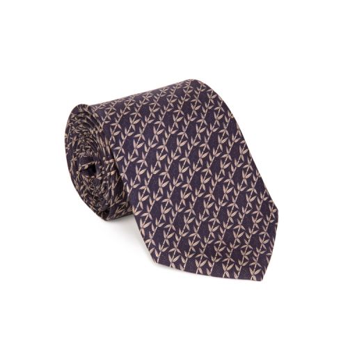 Black tie with cream bamboo shoot design