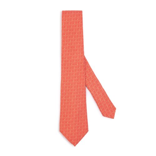 Red tie with a gold lattice design