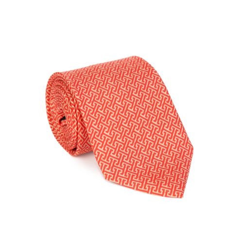 Red tie with a gold lattice design