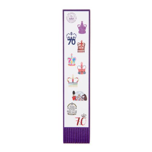 Bookmark featuring the top ten Platinum Jubilee logos
