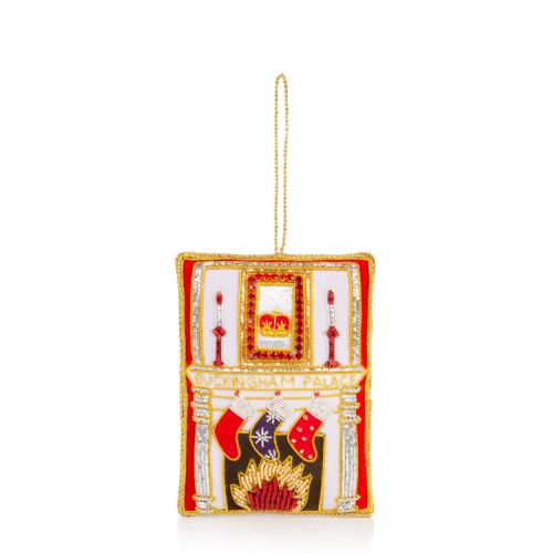 FIreplace decoration. Embroidered with gold thread and beads.