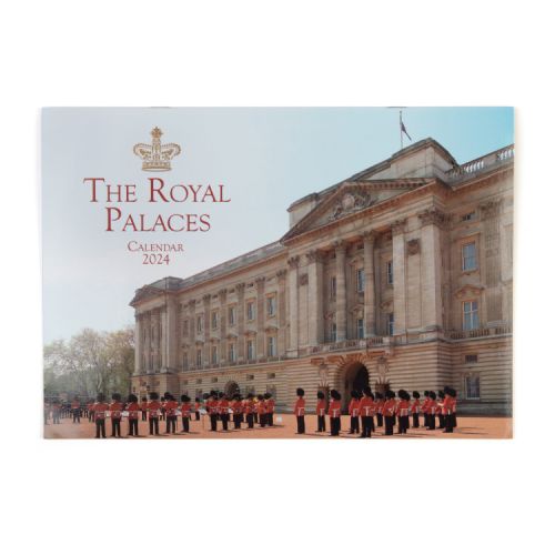 Front cover of calendar with image of changing of the guards outside Buckingham Palace