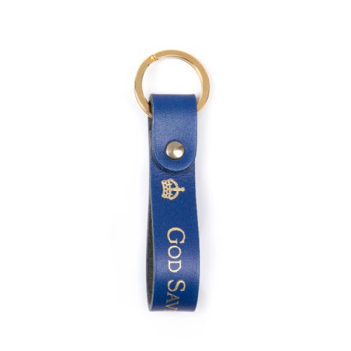 God Save the King key fob in blue.