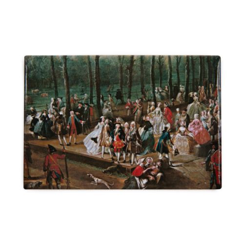 Magnet with image of Georgian society walking in St James's park, London.