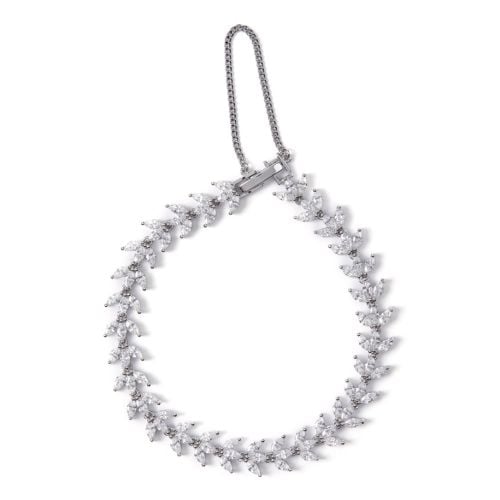 Leaf crystal studded bracelet with adjustable clasp. 