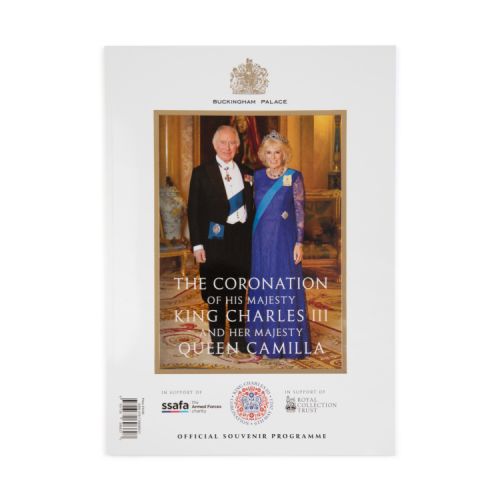 Front cover of the official guide to the Coronation of Their Majesties, King Charles III and Queen Camilla.