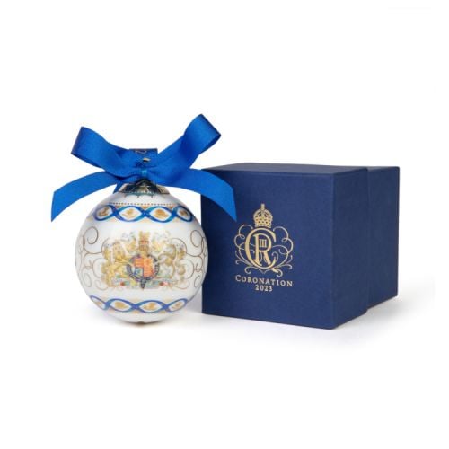 Coronation Bauble with blue ribbon