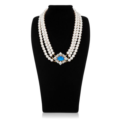 Vicki Sarge Triple Strand Peal Necklace