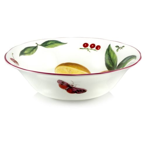 Chelsea porcelain bowl decorated with orange halves, cherries and berries. 