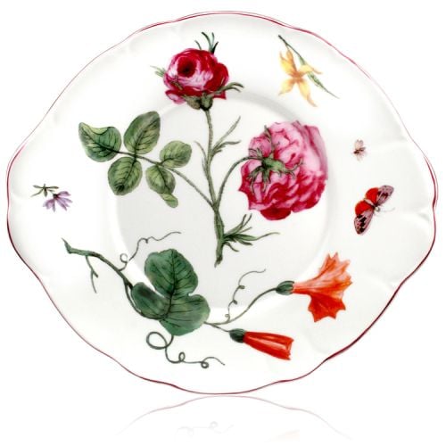 Chelsea porcelain plate with flowers, insects and leaves