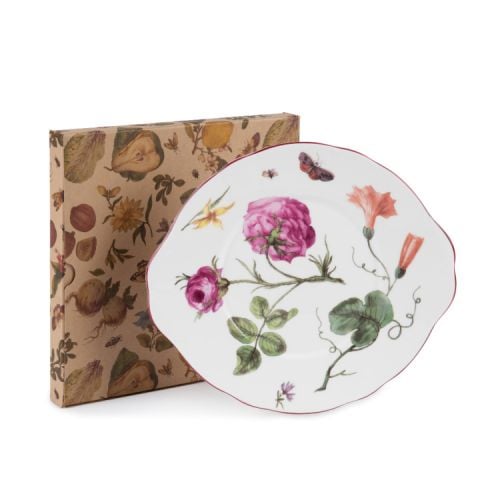 Chelsea porcelain plate with flowers, insects and leaves