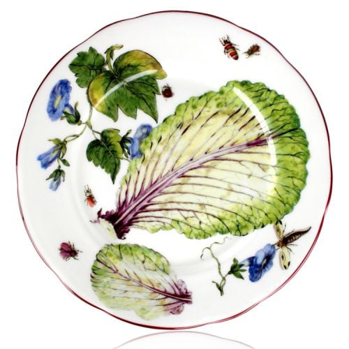 Chelsea porcelain salad plate decorated with leaves, flowers and insects
